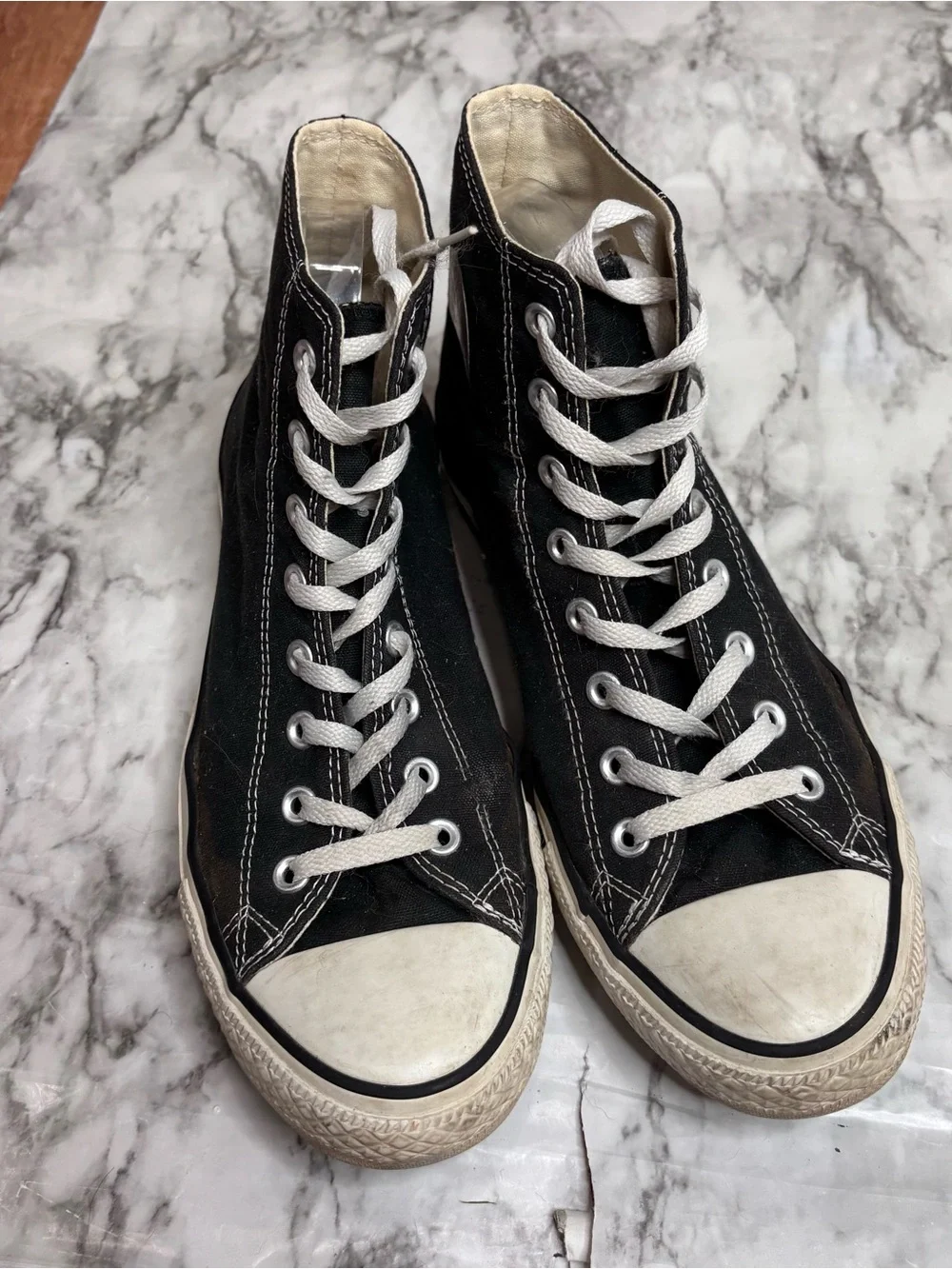 Converse Black White High Top Sneakers shoes size 10.5 - Picture 2 of 8